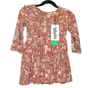 NWT! Molo Girls Pink Cotton Floral Long Sleeve Dress Size 18M
